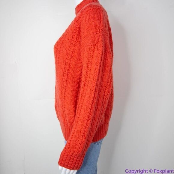 Vintage Casual Corner orange cable knit‎ wool blend sweater, M - Picture 15 of 16